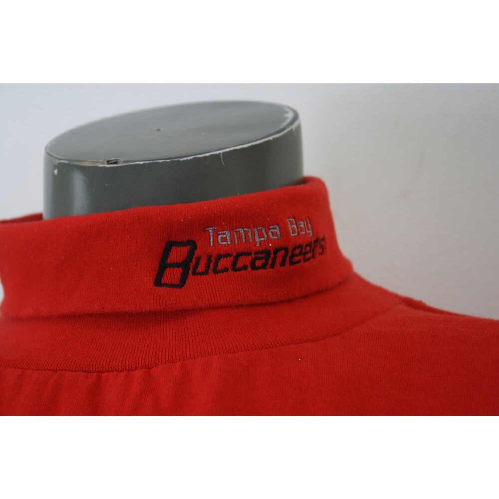 Vintage 90s Tampa Bay Buccaneers Mock Neck Shirt XL Red NFL Embroidered CSA - Picture 2 of 6